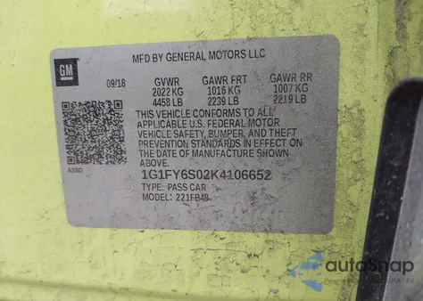 2019 Chevrolet Bolt Ev Lt из США, поврежденный, VIN 1G1FY6S02K4106652